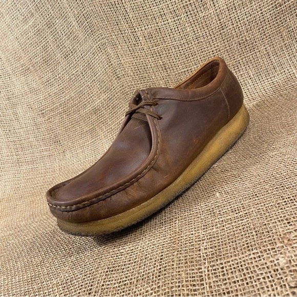 Clarks Wallabies Originals Brown Leather Beeswax Chukka Shoes Size 13 M - Picture 2 of 10
